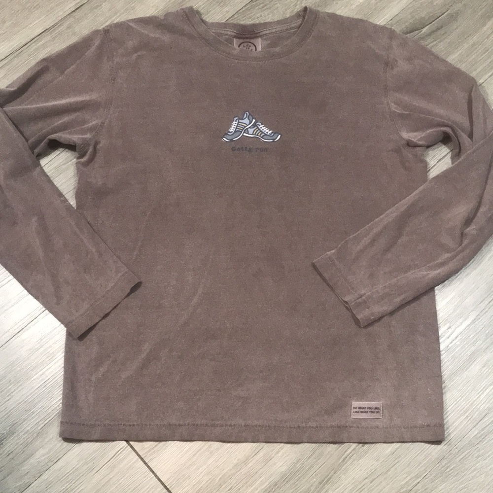 Life is Good “Gotta Run” Brown Long Sleeve Screen Print T-Shirt size S - Picture 7 of 9